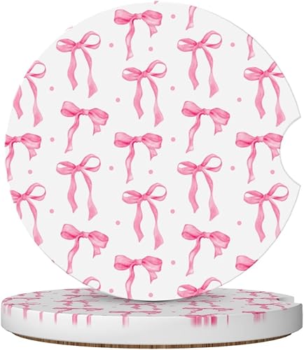 Miniatura 19 de Posavasos florales verdes y blancos para portavasos de automóvil, paquete de 2 posavasos para automóvil, posavasos absorbentes de cerámica con