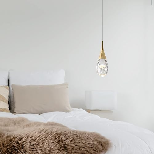 Miniatura 5 de JoollySun Lámpara colgante LED de cristal 1 lámpara individual mini colgante moderna de isla de cocina con medusas de burbujas para baño dormitorio