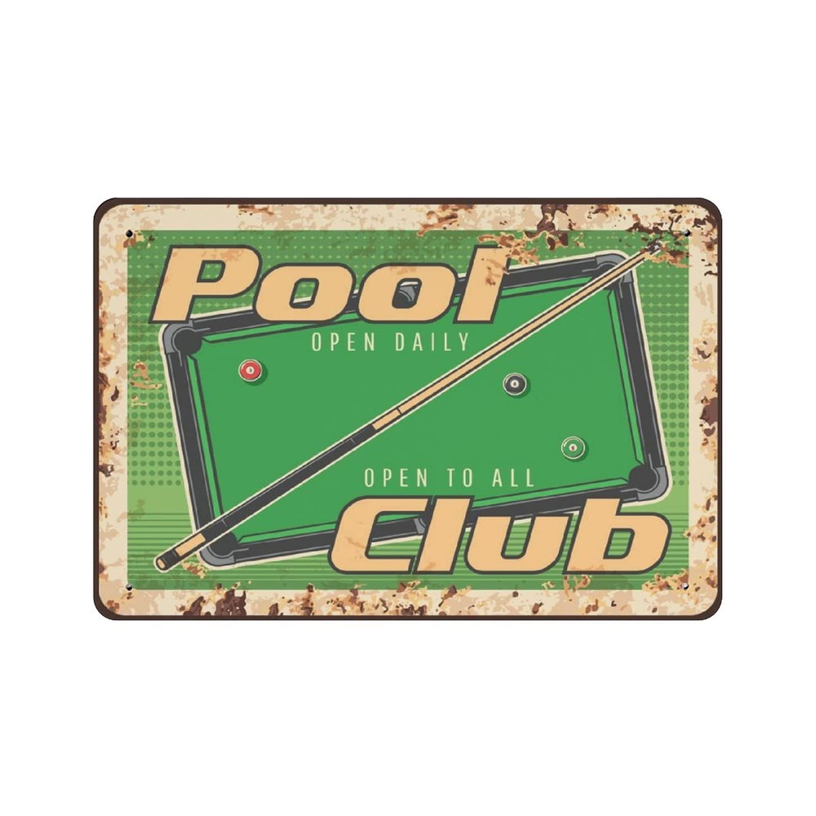 Metal Tin Sign Pool Club Vintage Tin Poster Metal Sign Wall Decoration Country Kitchen Home Garage Decor 8"x12"