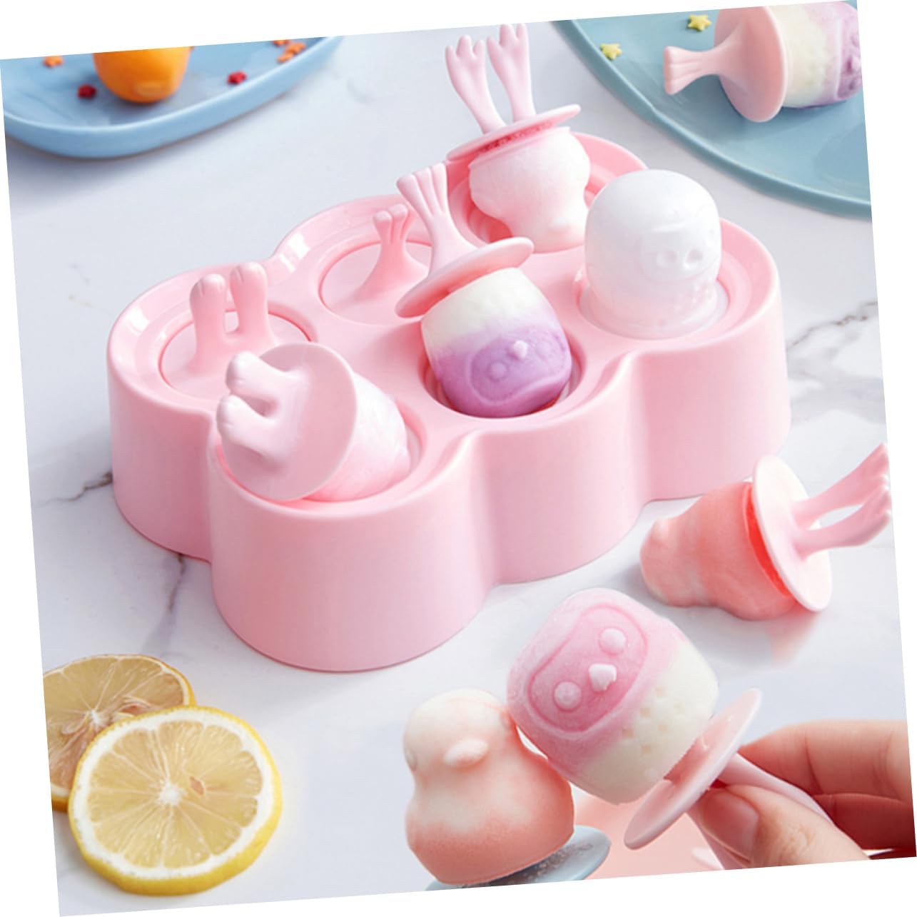 4sets Diy Silicone Popsicle Molds Animal Shape Ice Cream Makers Reusable Ice Stick Molds Treats with Fruit Juice