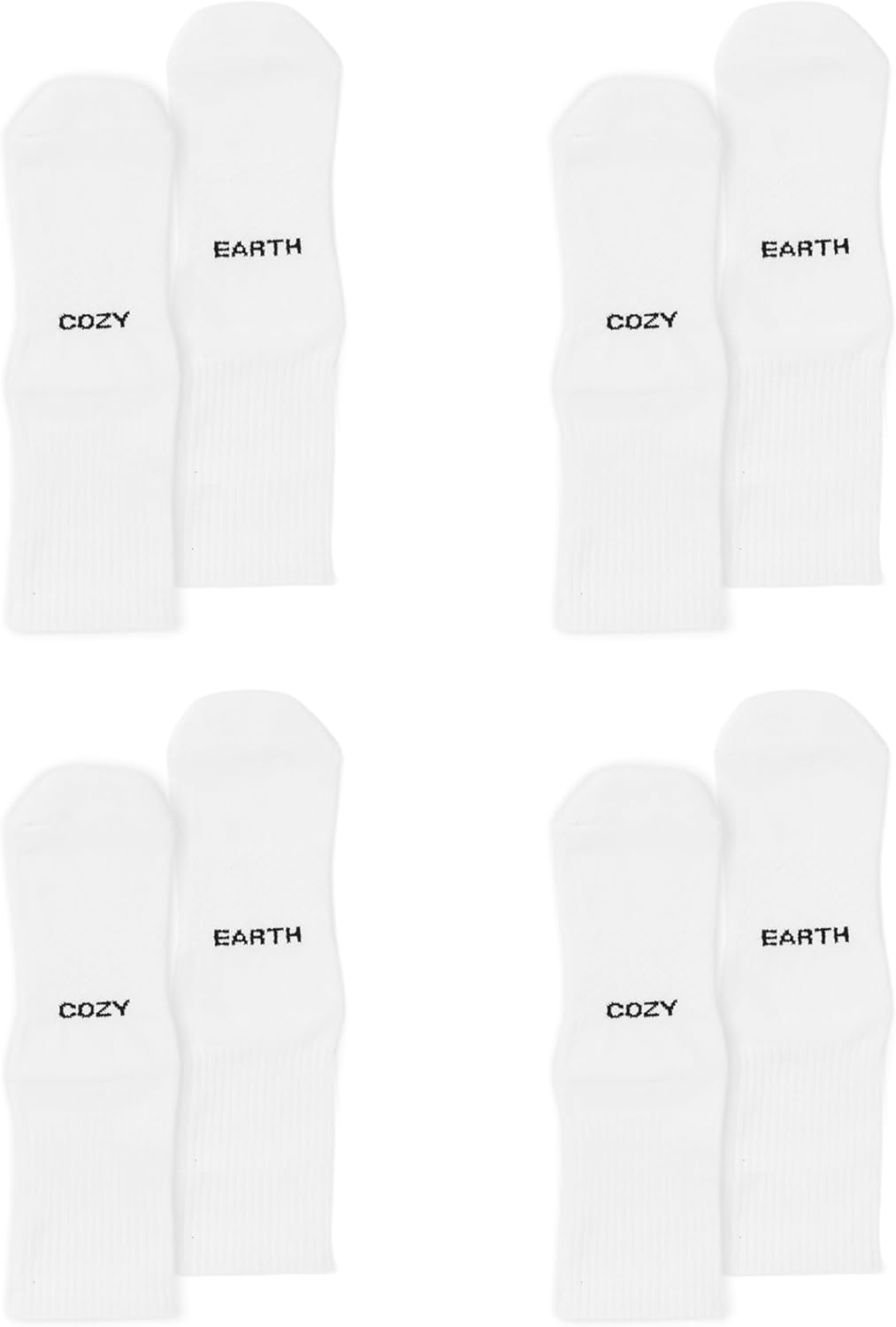Cozy Earth エッセンシャル カーフソックス 男女兼用 – ソフト70%マーセル加工コットン クルーソックス 4足セット –