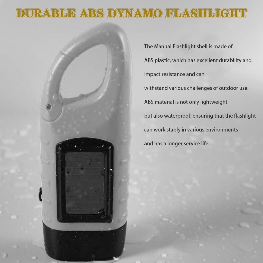 Linterna De Manivela Resistente Linterna De Exterior con Manivela, Linterna De Rescate De Emergencia con Silbato, Linterna Dinamo Portátil con Carga Solar, Carcasa ABS(Black Color,12.4cm*4)