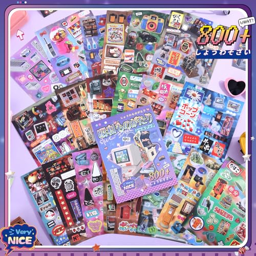 Image of Girl's Japanese Retro Sticker Book, Y2K Showa Theme - 800+ Cute Old Showa Style Old Items Stickers, for DIY Scrapbooking Journaling Handbook Decoration