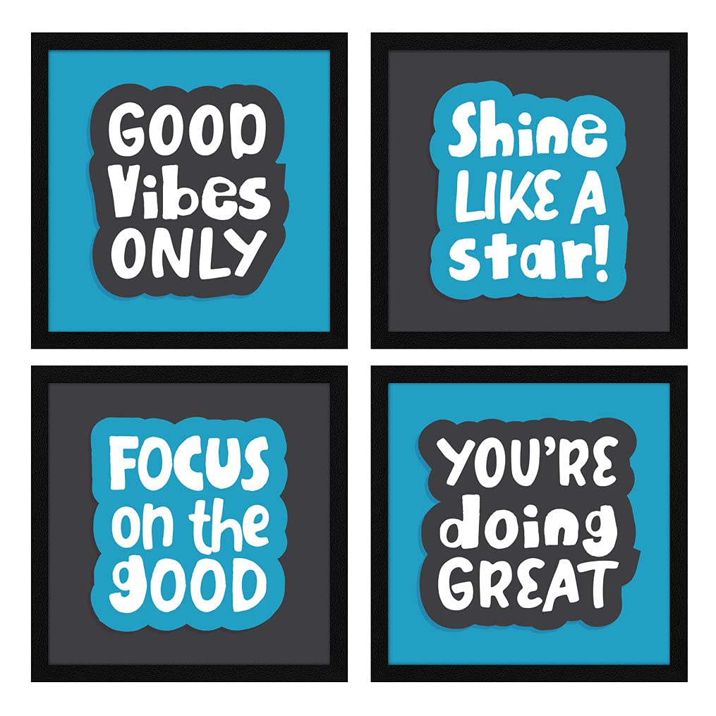 ArtX Paper Motivational Quotes Good Vibes Only Wall Art Painting, Framed Paintings For Home Office Decor 20 X 20 inches, 10.0 X 10.0 each, Multicolor Posters With Frame, Set of 4 (B09H62HB32) Amazon Price History, Amazon Price Tracker