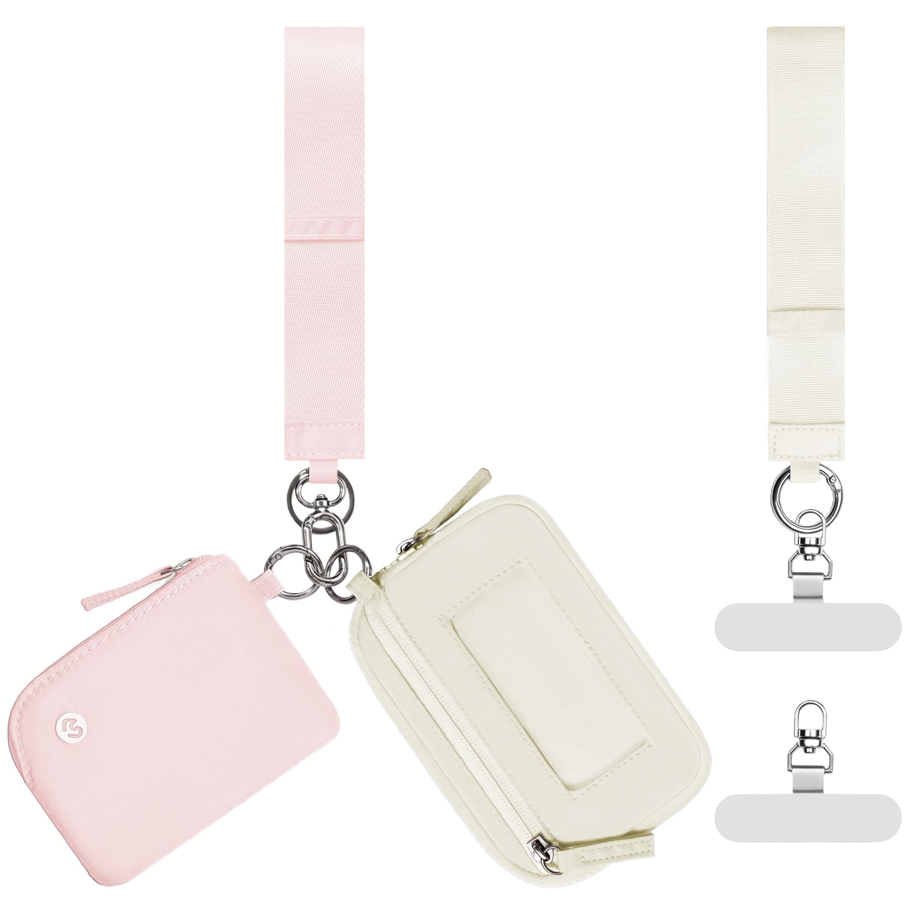 Shanejorin Phone Wrist Strap with Dual Pouch Keychain Wristlet Wallet for Women Small RFID Wallet with ID Window Coin Pouch Card Holder for Travel