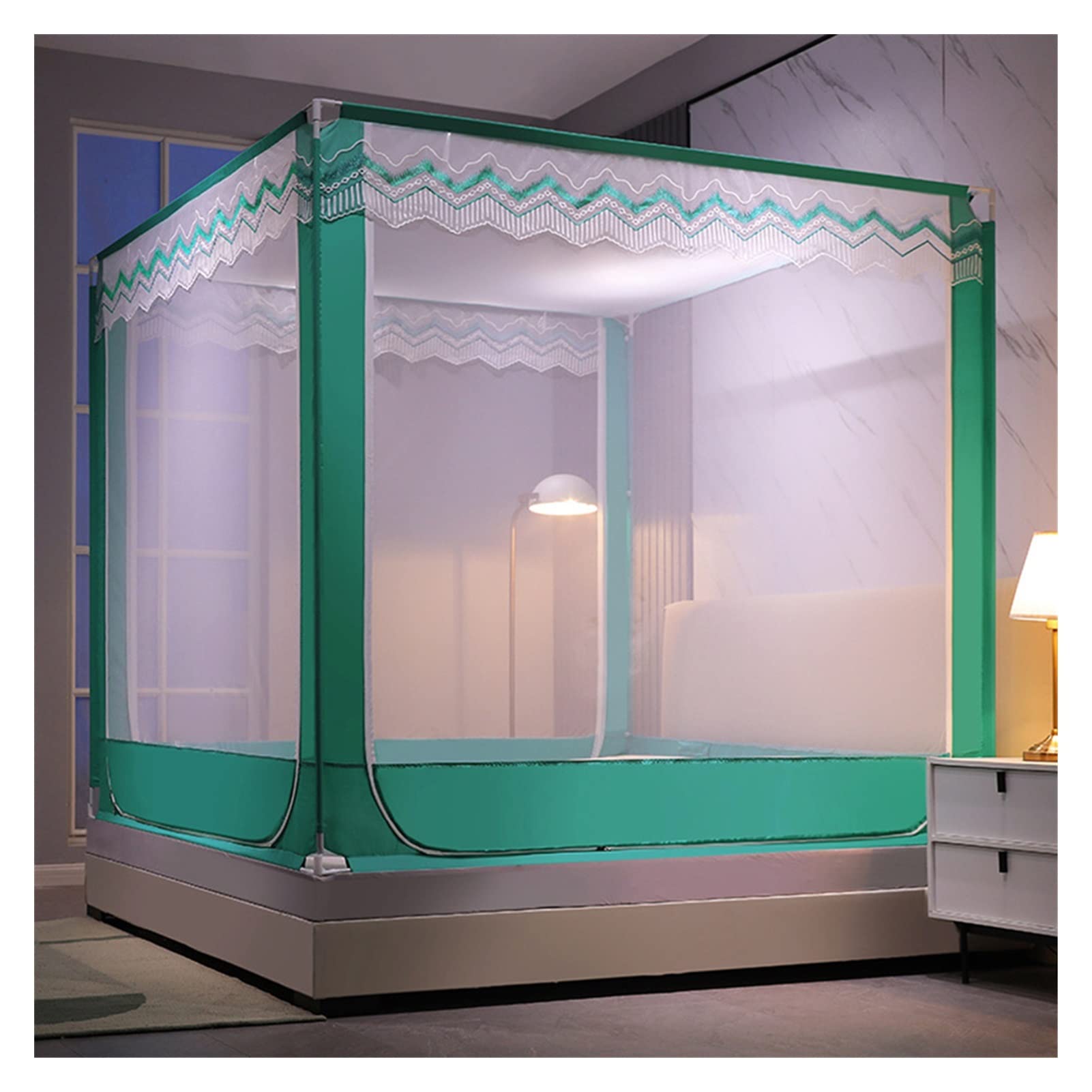 GJMSSMY Portable Mosquito Net bed Canopy Camping Travel Home Anti Mosquito Tent Mosquito Net for Adult Bottom Sleep Outdoor (Color : Green, Size : 180WX200LX170H)