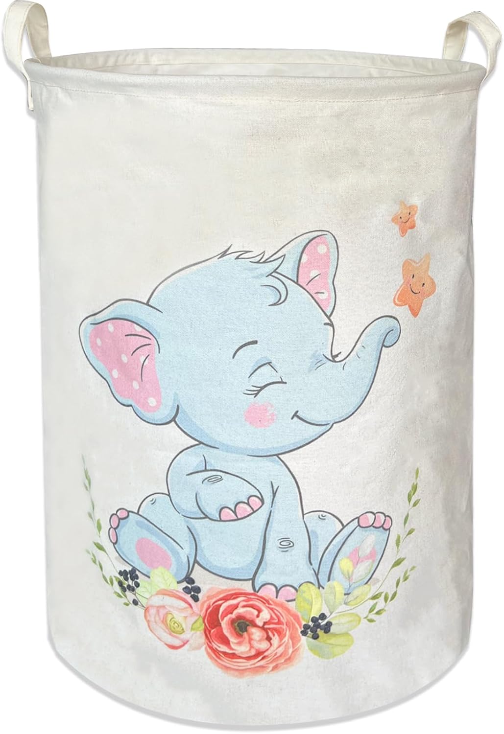 AMROSE Baby Laundry Hamper, Large Canvas Nursery Laundry