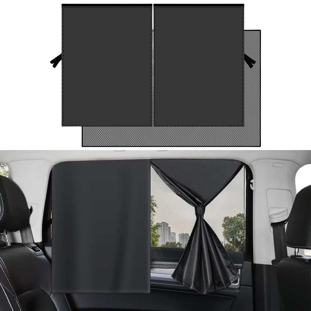 Protector De Malla De Doble Capa Con 10 Imanes Película Protectora Magnética Negra Para Ventana Coche Cortina De Vidrio Parasol Coche Magnético(Right)