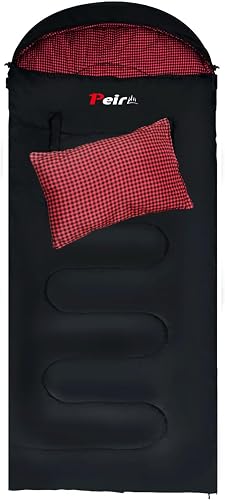 Sleeping Bags for Adults - Extra Wide Rectangular 3 Season Sleeping Bag with Pillow and Carrying Bag, 300gsm Cotton Waterproof Camping Sleeping Bag for Indoor Outoor Use
