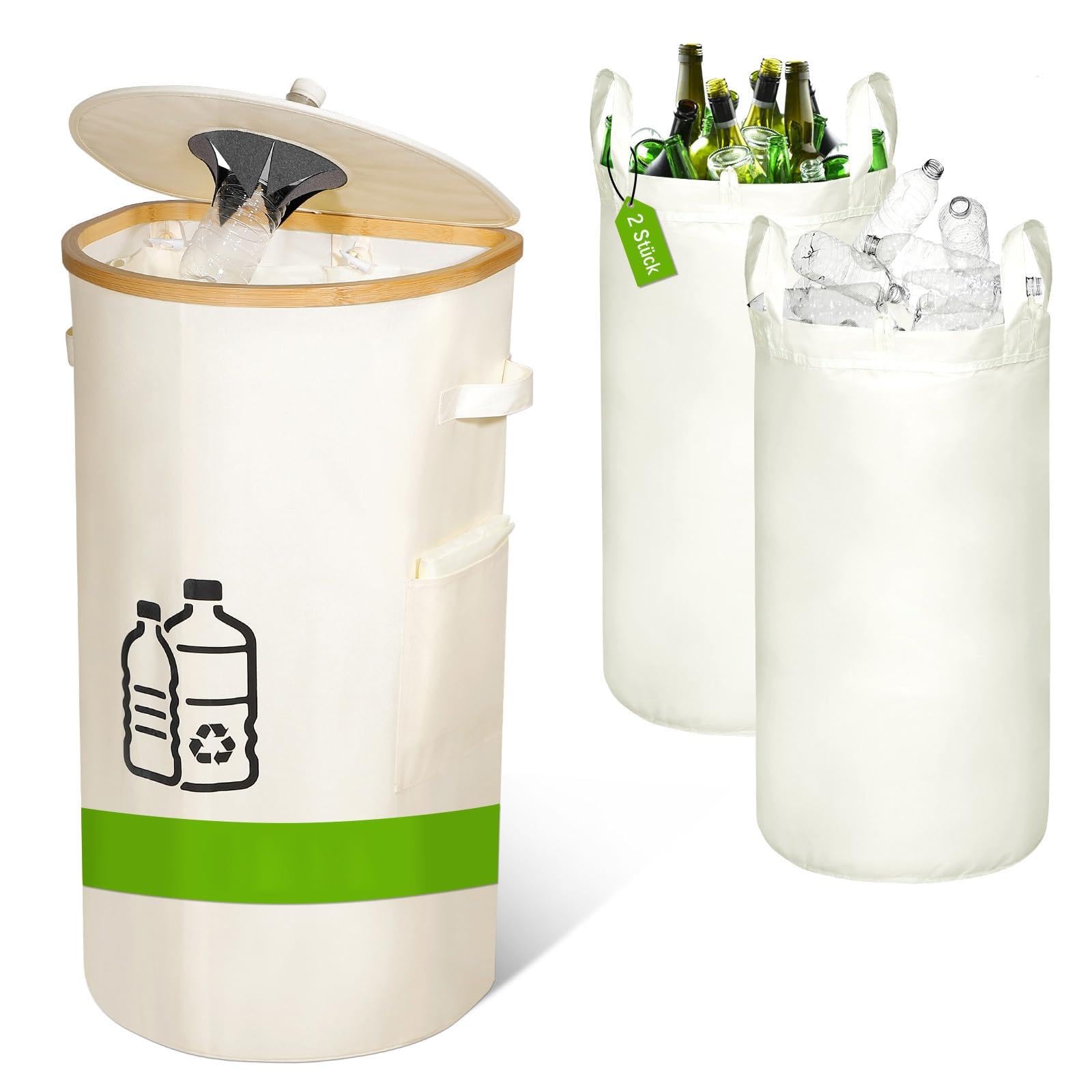 Flaschensammler Leergut Pfandflaschen Sammelbehlter mit Deckel 100L,  Behlter Leergut Altglas Aufbewahrung Pfandflaschen Aufbewahrung 2  herausnehmbare Innentasche, Flaschensammler Kche, Beige : Amazon.de:  Kche, Haushalt & Wohnen