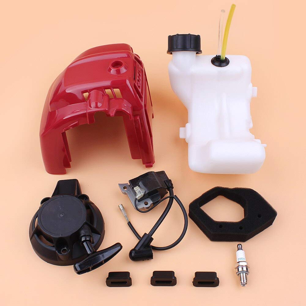 Cubierta del cilindro de arranque Bobina de encendido Tanque de combustible Set para H-d GX25 GX 25 25 cc Motor de gasolina Trimmer cortacéspedes