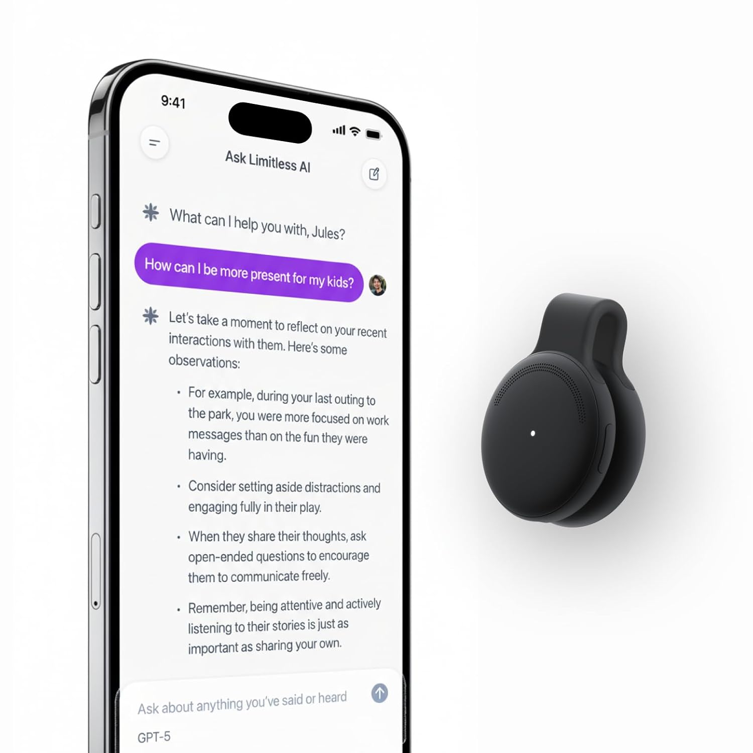 AI Voice Recorder Personalized AI Memory Assistant Wearable Pendant