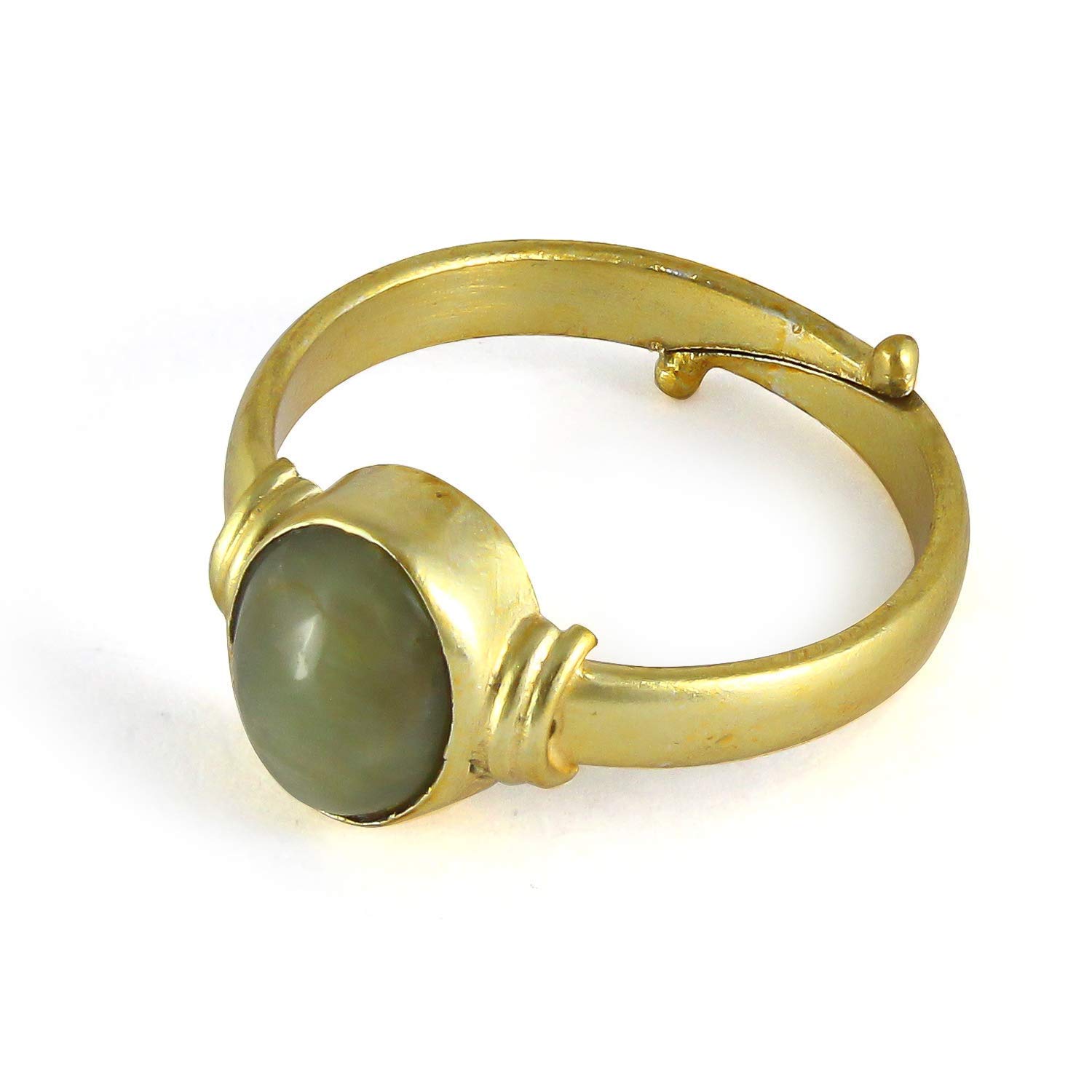 ? Natural Cat's Eye Lehsunia Stone Ashtadhatu Adjustable Ring 3.25 to11.25 Ratti Certified Gemstone Unheated and Untreated for Men and Women (9.25)