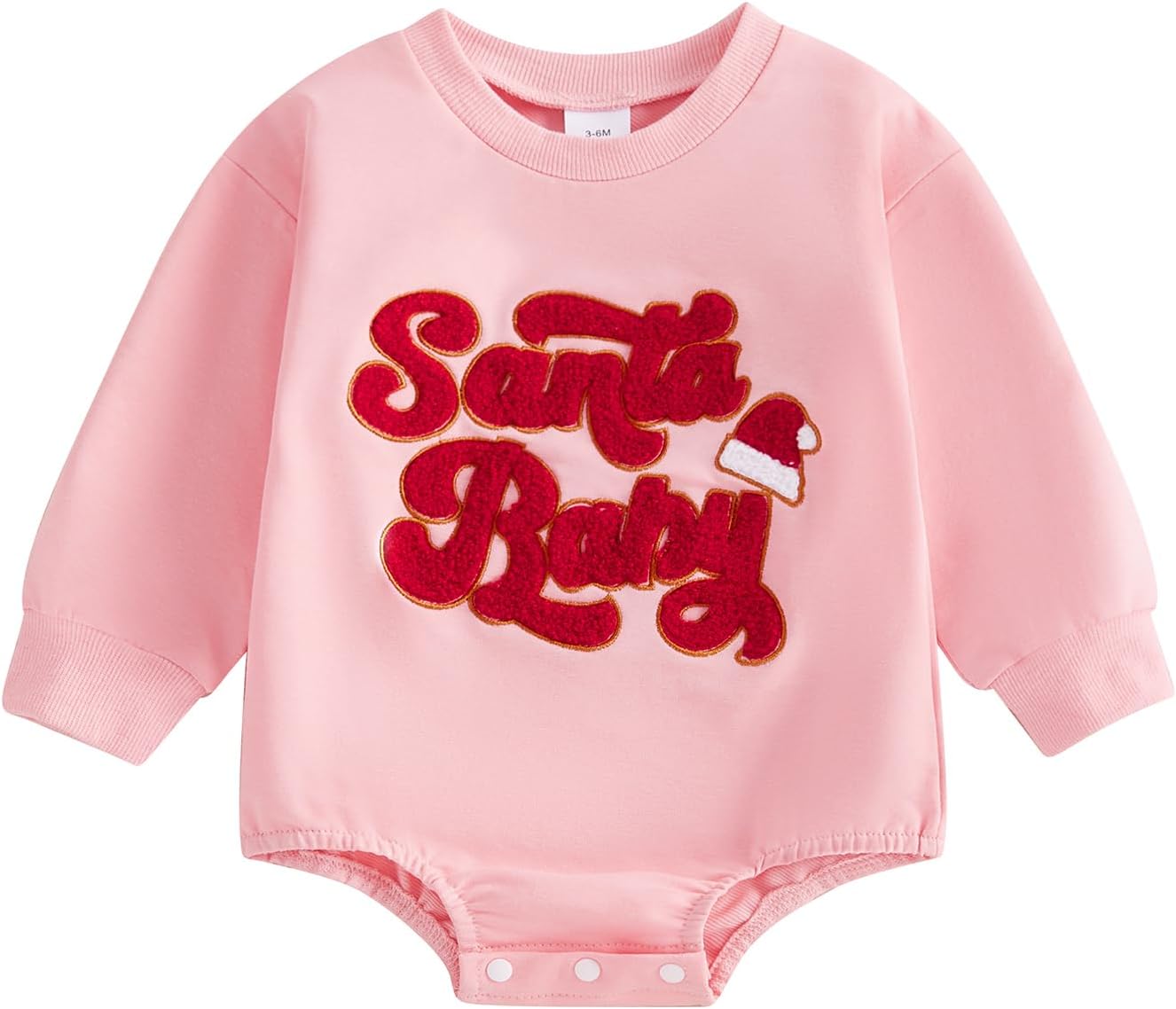 Baby Girl Boy Christmas Outfit Santa Embroidery Long Sleeve Bubble Sweatshirt Romper Newborn Fall Winter Clothes