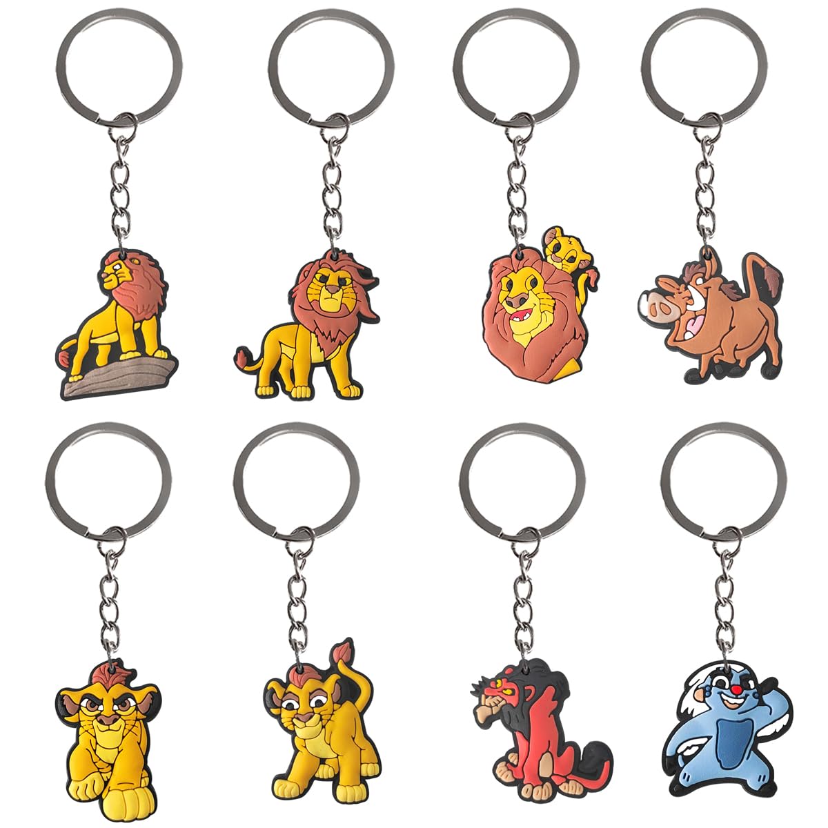 Mizt Unisex Kids Lion 8Pcs Keychains Party Bag Fillers For Kids Boys Girls, Cartoon Theme Keyrings Party Favors Set For Birthday Gift Christmas Halloween Party Supplies Pinata Filler Lucky Dip Prizes Rewards
