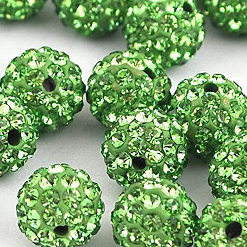RUBYCA Pave Czech Crystal Disco Ball Clay Beads fit Shamballa Jewelry (100pcs, 12mm, Green) - Image 4