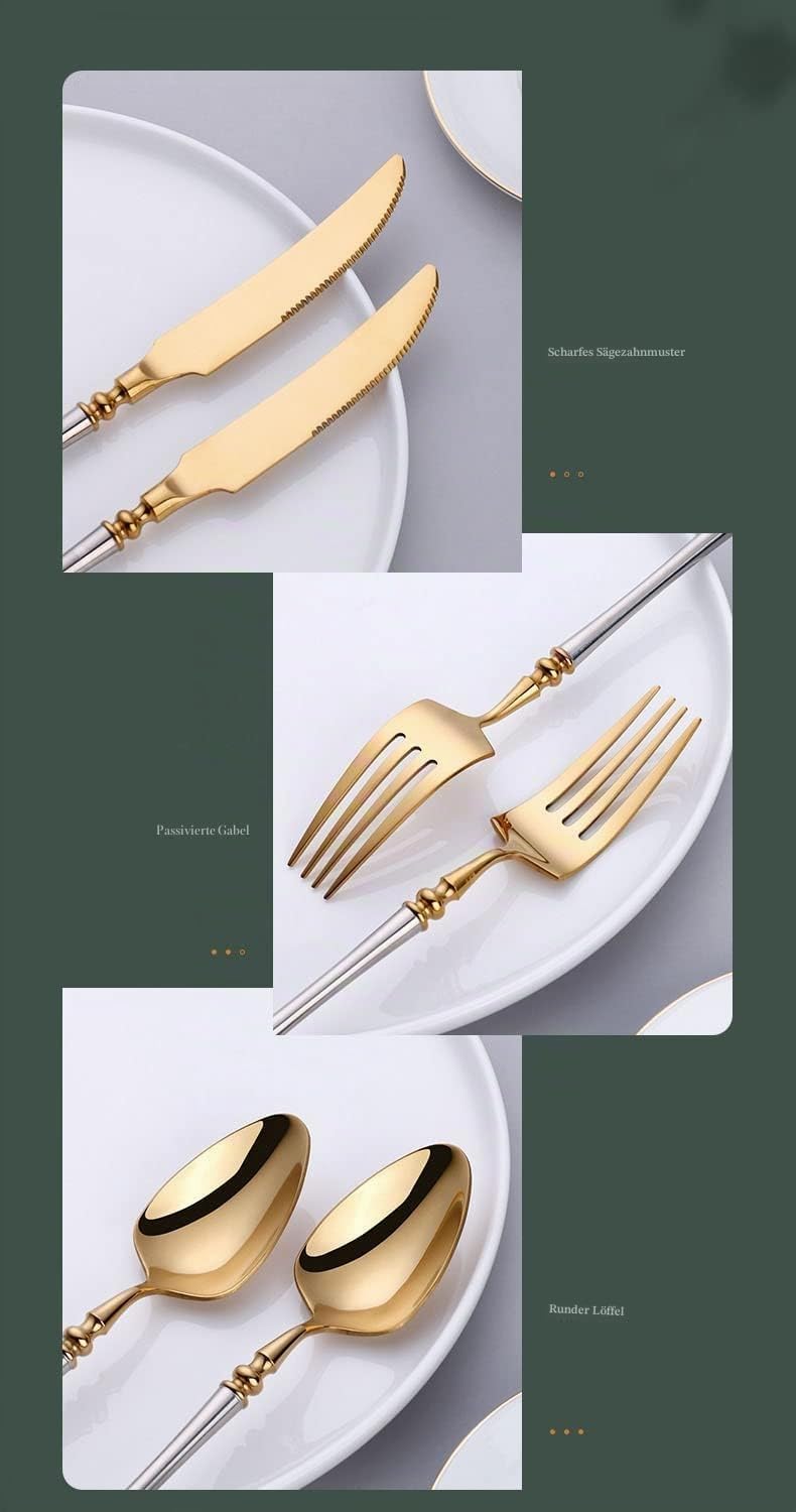 Geschirrset Besteckset für 10 Personen Besteck Rose Gold 60 Teiliges Geschirr Edelstahl Cutlery Set Besteck mit Messern/Gabeln/Löffeln Spiegelpoliert Spülmaschinenfest Familienzusammenkünfte ESSONIO