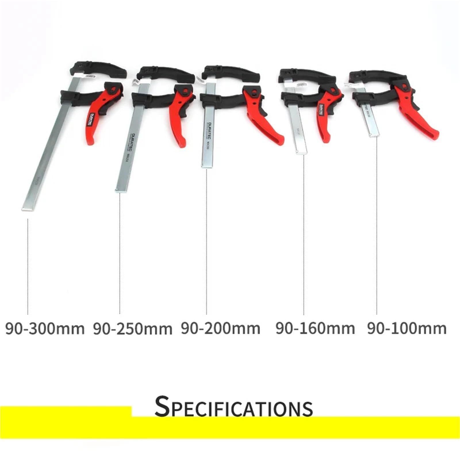 Abrazadera de barra estilo F con trinquete de agarre rápido | Apriete instantáneo, fijación robusta para carpintería y montaje de muebles(90-300mm)