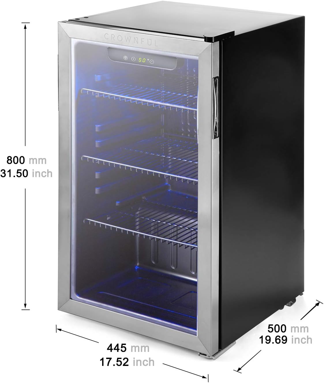 CROWNFUL Mini Fridge Cooler, 120 Cans Beverage Refrigerator with Adjustable Shelves for Soda Beer or Wine, Compact refrigerator with Glass Door, Best for Home/Bar/Office, 3.2Cu.Ft : Appliances