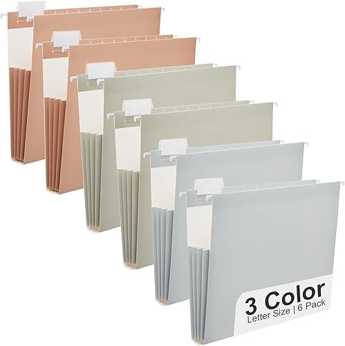 Y YOMA Tamaño Carta - Paquete de 6 Carpetas Colgantes de Capacidad Extra, Carpetas Colgantes Decorativas de Acuerdo, Carpetas Colgantes