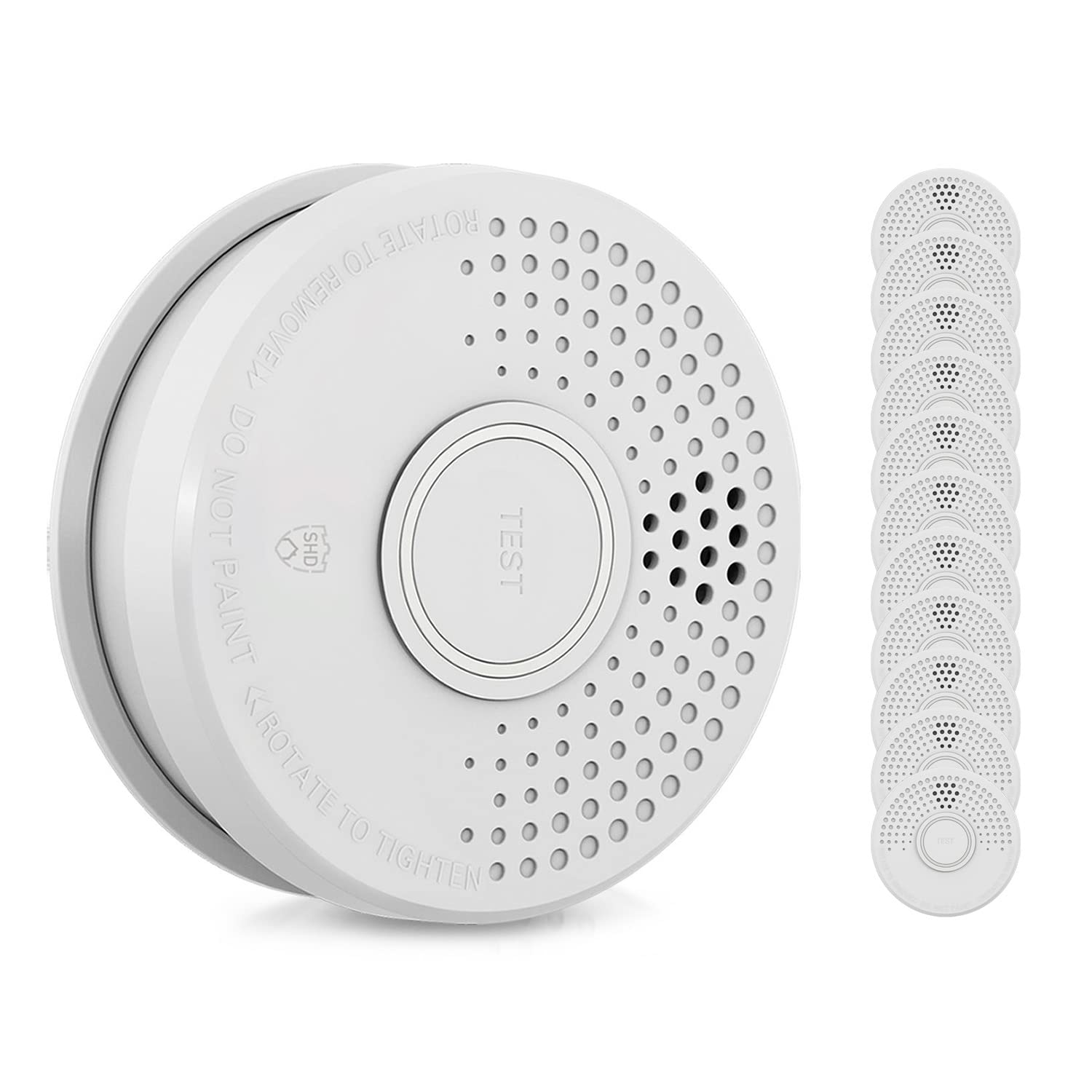 SHD Rauchmelder Set wechselbare Batterien (12x) - DIN EN14604 Geprüft & BSI-Zertifiziert, Brandmelder mit Stummschaltung & Selbsttest Funktion, Rauchmelder Magnethalter geeignet, Feuermelder