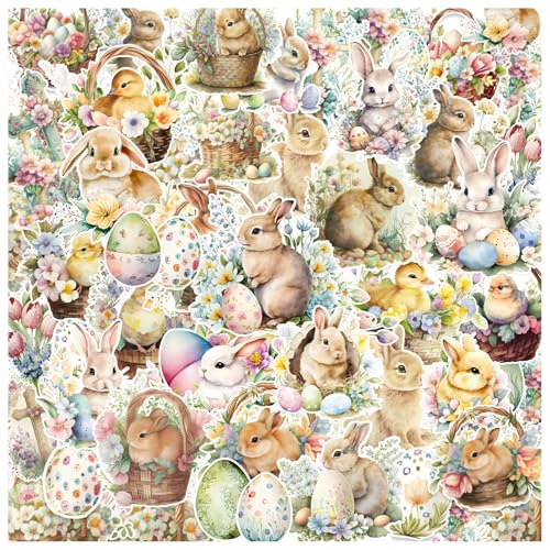 500 Stück Oster Sticker Set | Süße Osterhasen Ostereier & Küken Aufkleber | Wasserfeste Aesthetic Vinyl Sticker für Scrapbooking Journal Laptop & DIY Deko | Frühlingsdeko Kinder & Erwachsene