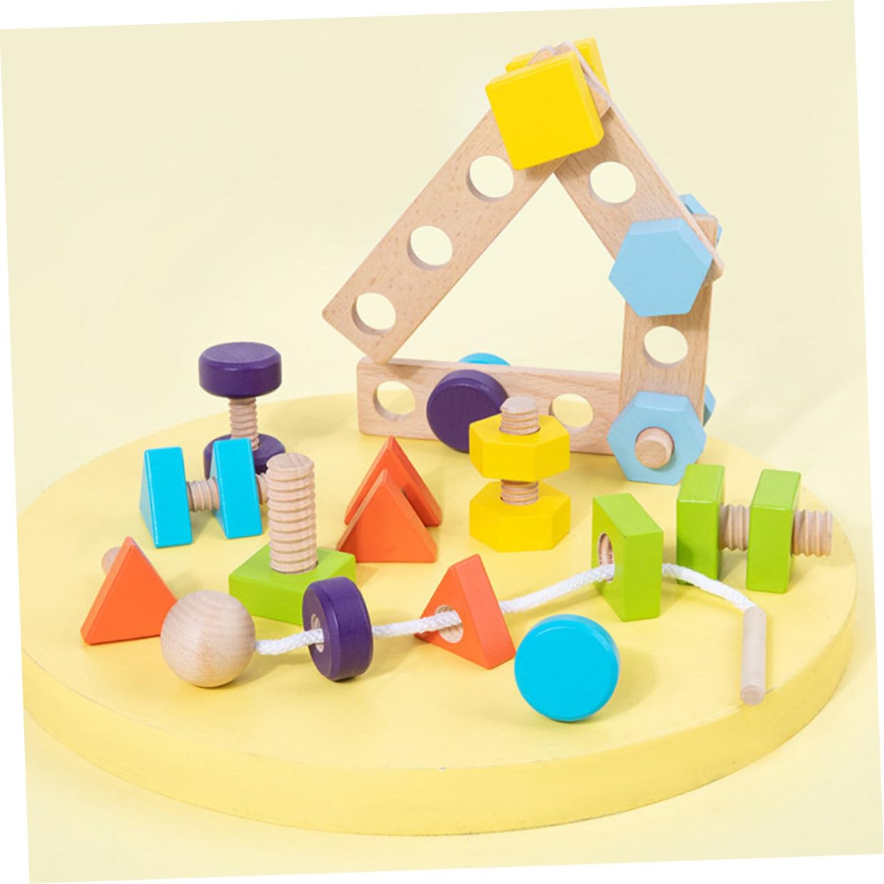 Giocattoli per L’installazione di Dadi e Viti in Legno Colorato, Gioco Educativo Precoce per Ragazzo Ragazza, Set Leggero e Compatto per Sviluppo Cognitivo e Manualità, per Feste
