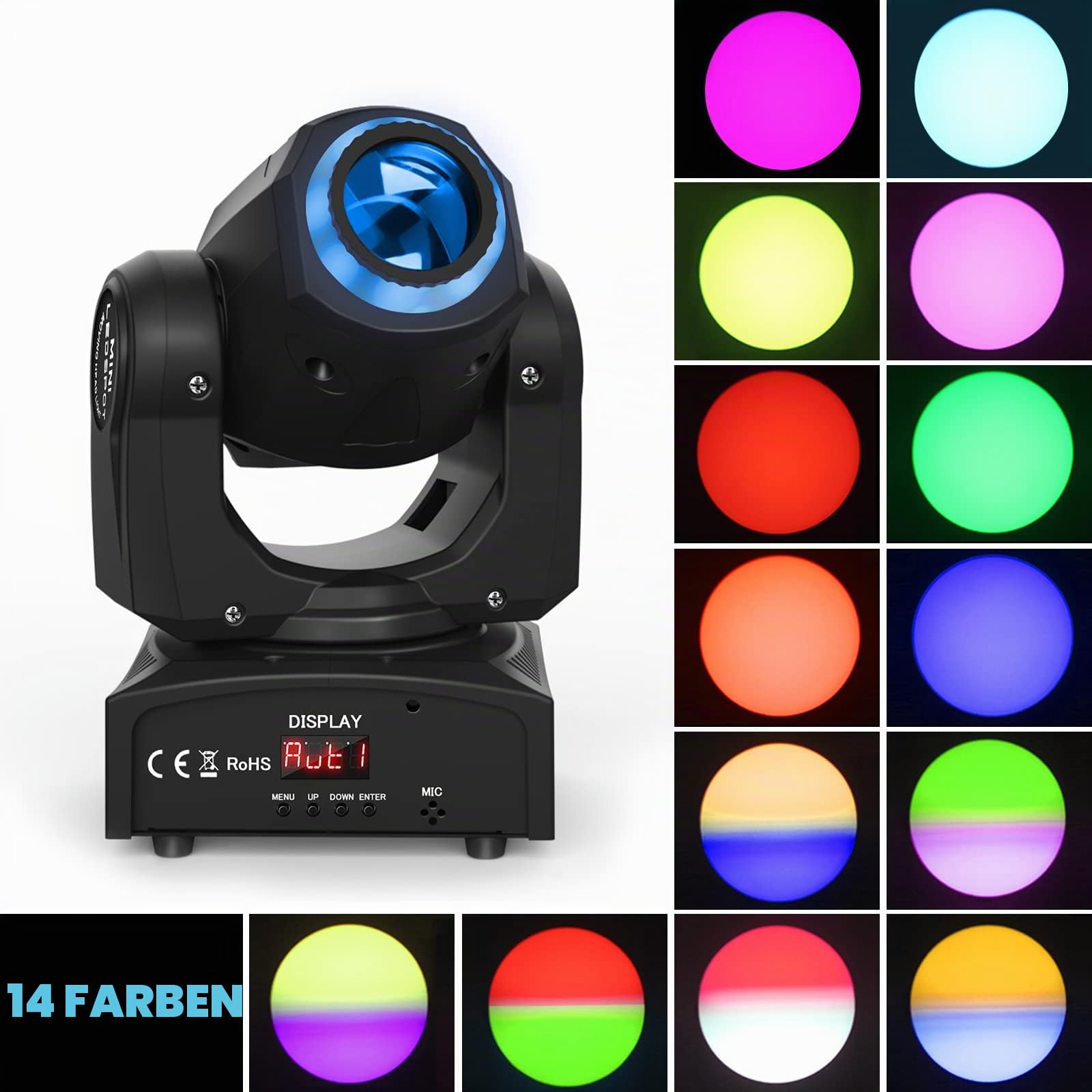 50W LED Strahl Moving Head Bühnenlicht RGBW Beam 8 Muster 8 Farben Strobe-Effekt DMX512 professionelle Ausrüstung geeignet für DJ Performance Party KTV (2PCS)