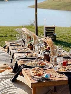 Wood table(31x77 ınch)13-19 boho table, wooden table, low foldable table,low table, boho picnic table,large garden table (Walnut)