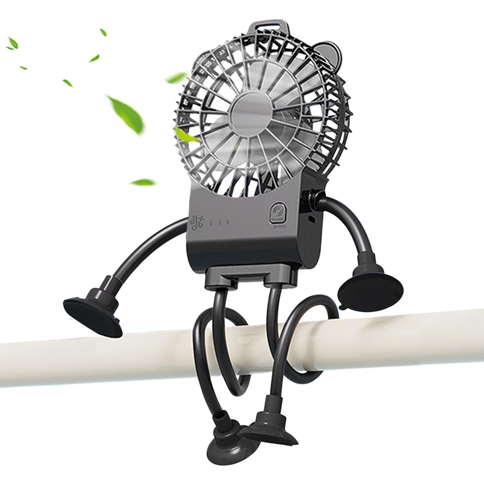 Mini ventilateur de bureau portable robot à ventouse puissant 3 vitesses