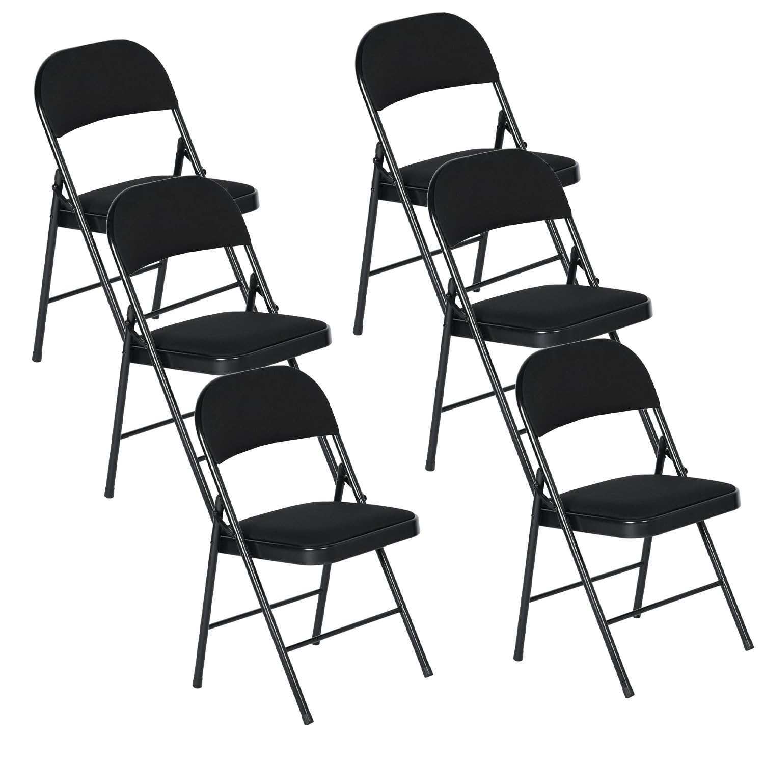 LuxNook Silla Plegable Acolchada de 6 Piezas, Sillas Plegables de Estructura Metálica Resistent, Silla Ergonómica para Cocina, Jardín, Balcón, Camping, Negro