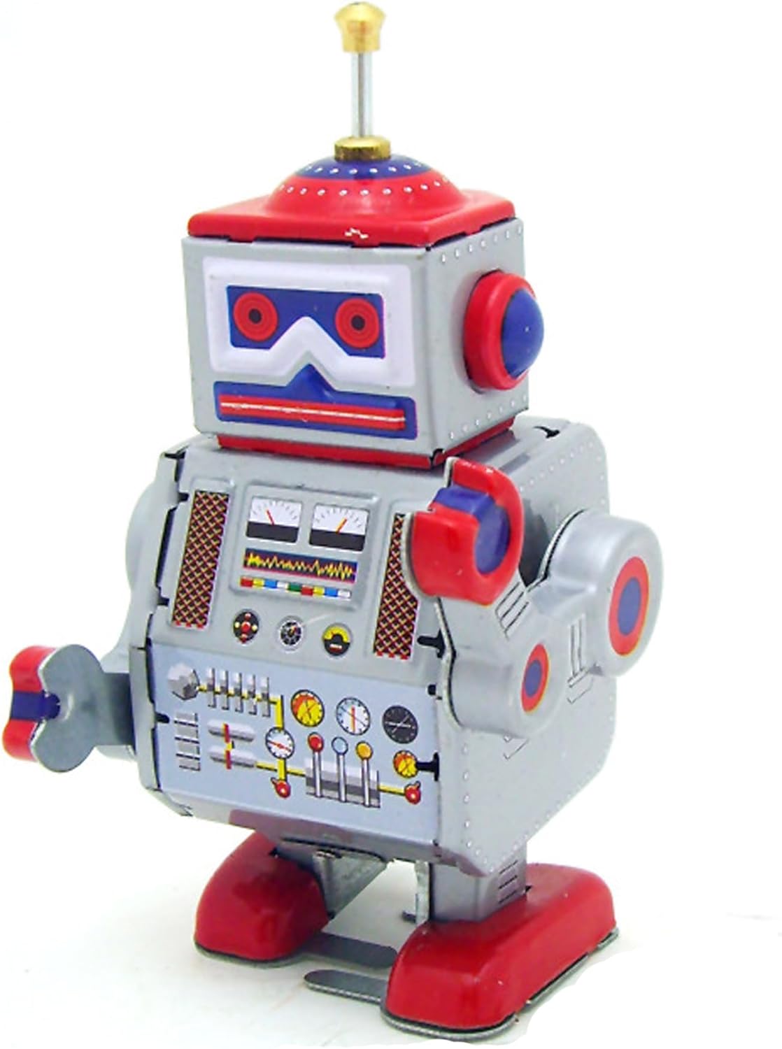 Charmgle Wind-up Robot Toy Clockwork Walking Alien Drummer Toys Handmade Novelty Birthday Gifts Home Decoration Silver