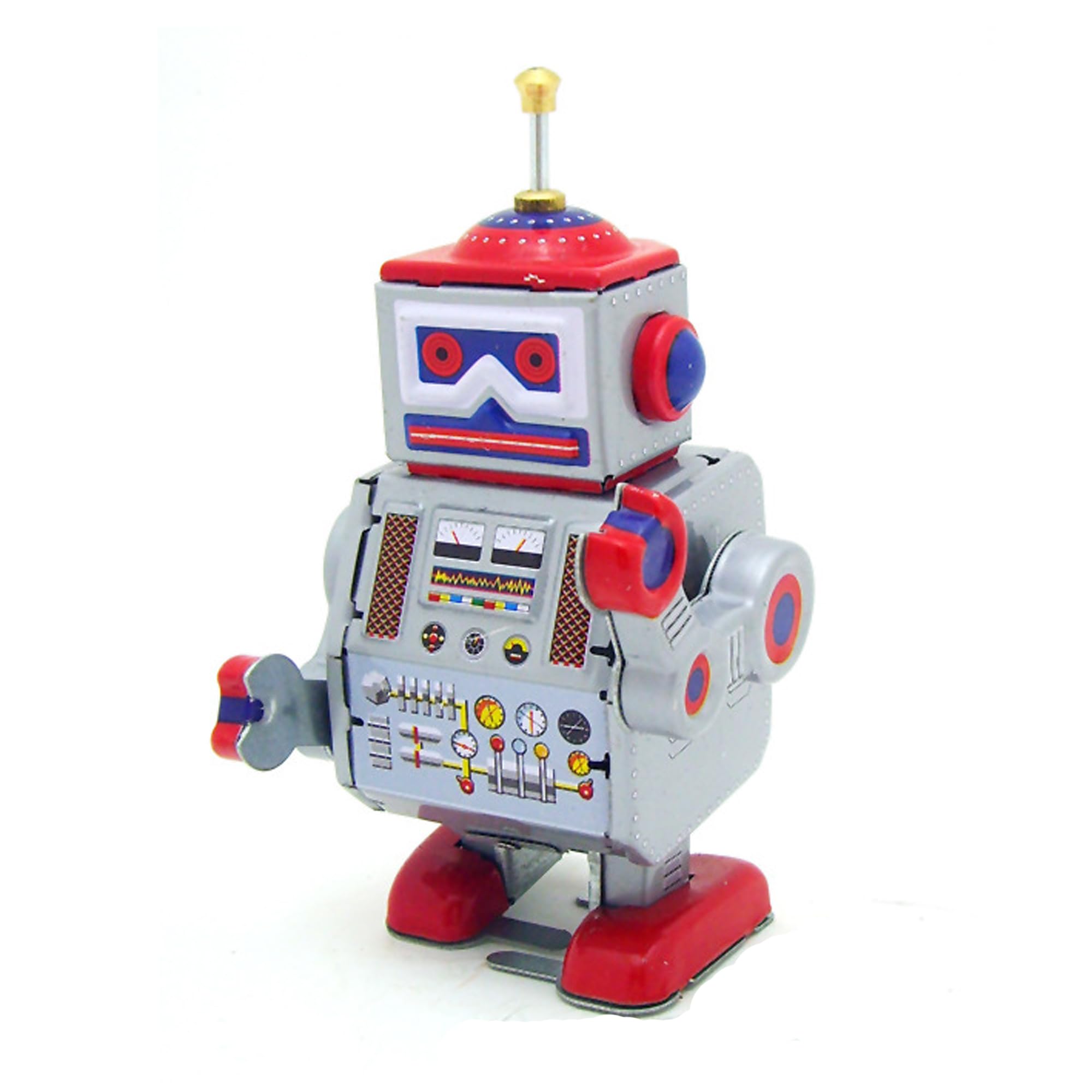 Charmgle Jouet robot à remonter sur mécanisme marchant Alien Batteur Jouets faits à la main Nouveauté Cadeaux d'anniversaire Décoration de la maison Argent