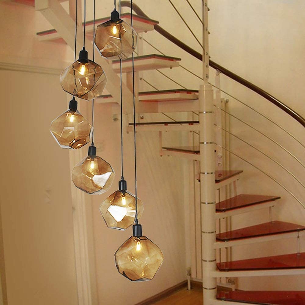 Moderna Scala a chiocciola Lunga Minimalista per Soggiorno Duplex Padiglione Lampada a Sospensione Villa Moda Creativa Ristorante Lampada da soffitto 5|6 Pezzi G4 Ligh Made