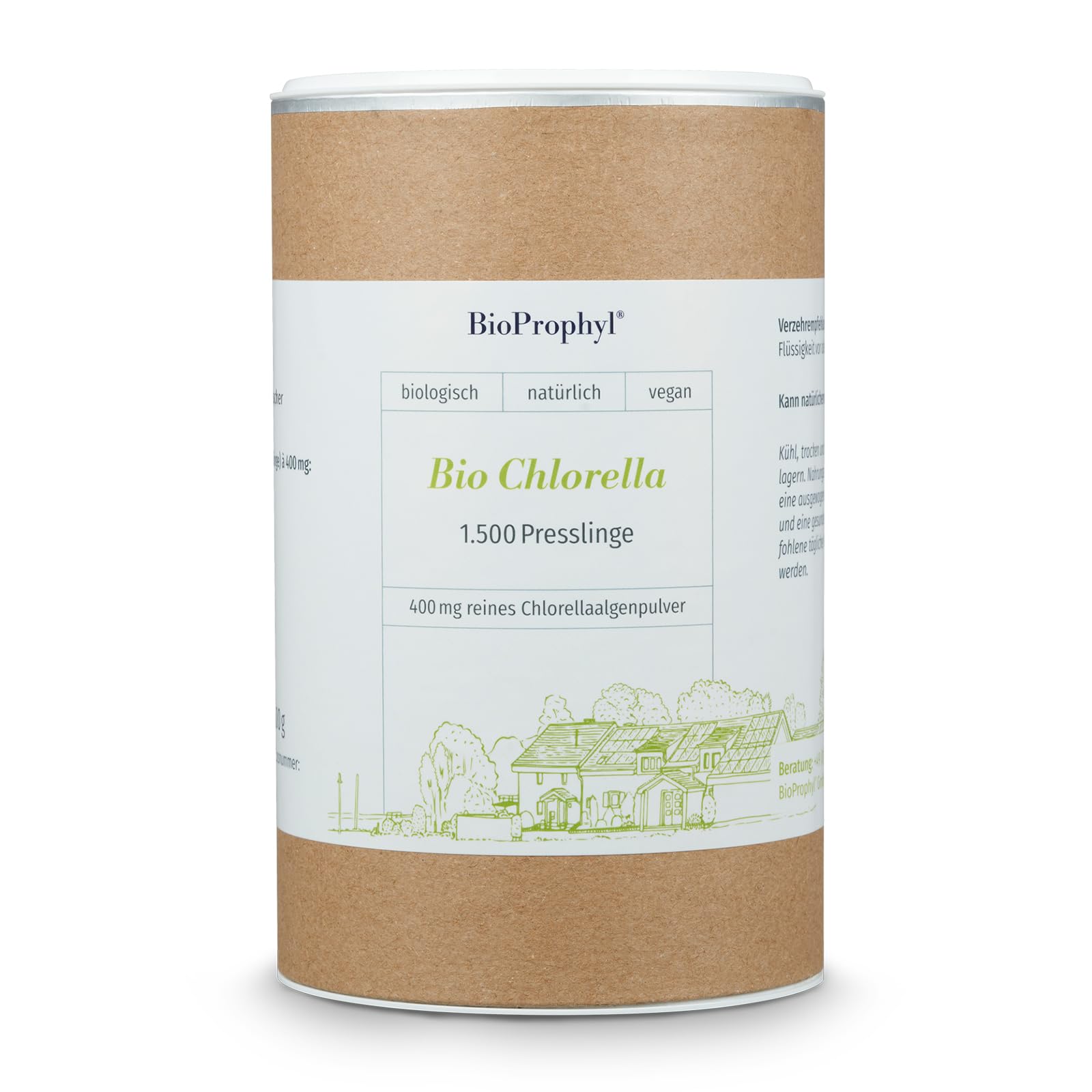 BIO Chlorella - 400 mg Chlorella Algenpulver aus kontrolliert biologischem Anbau - 1500 Presslinge
