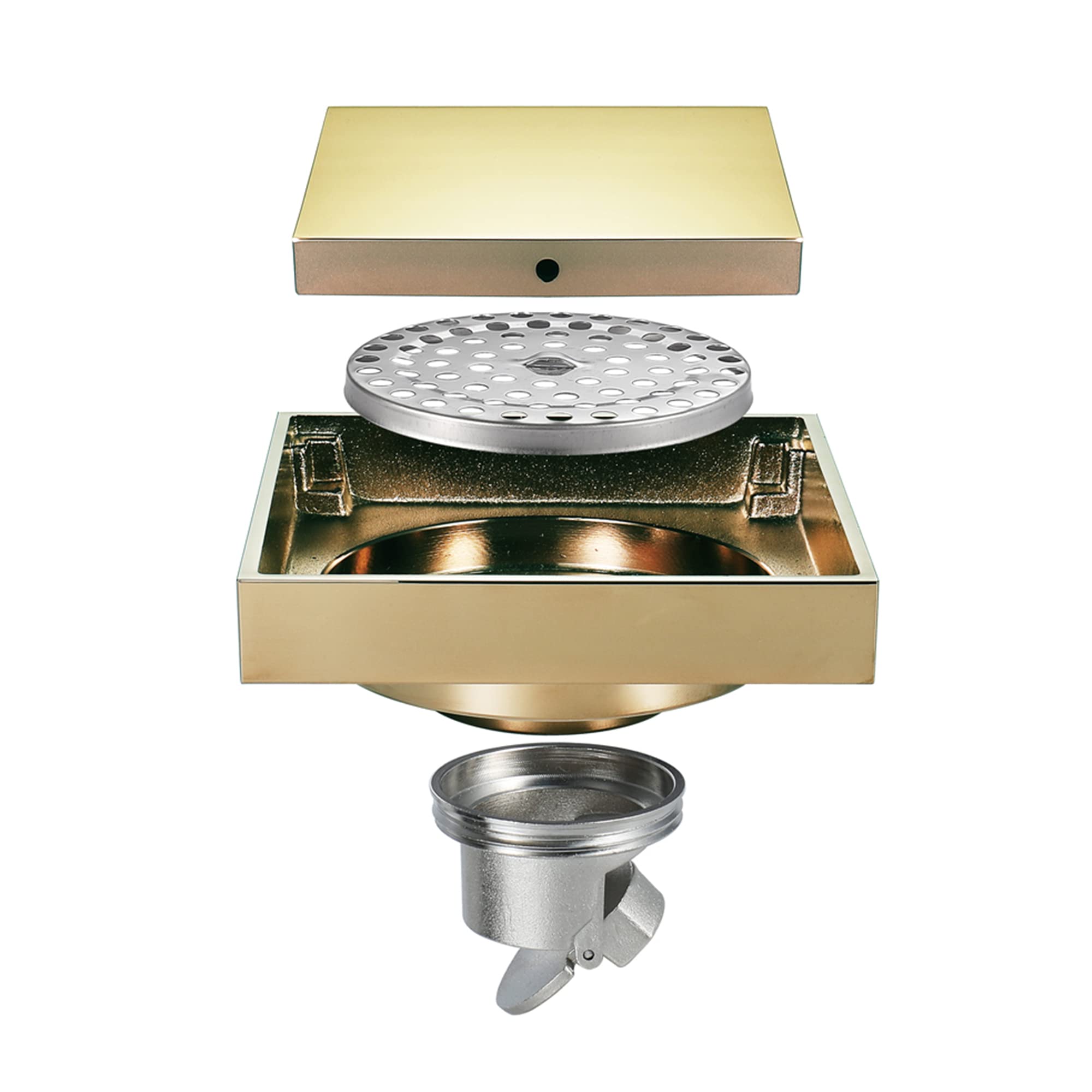 Quadratischer 4-Zoll-Duschbodenablauf aus Messing