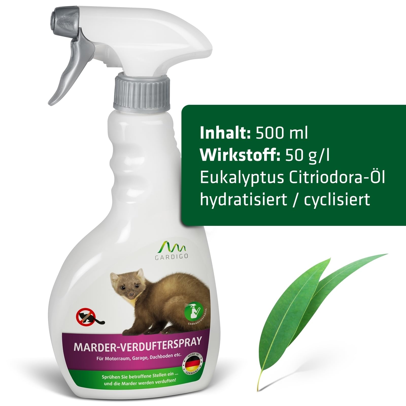 Gardigo 25094 - Spray Repellente Anti-Martore, Faina e Donnola 500 ml, per Macchina/Vano Motore Auto, Casa e Garage