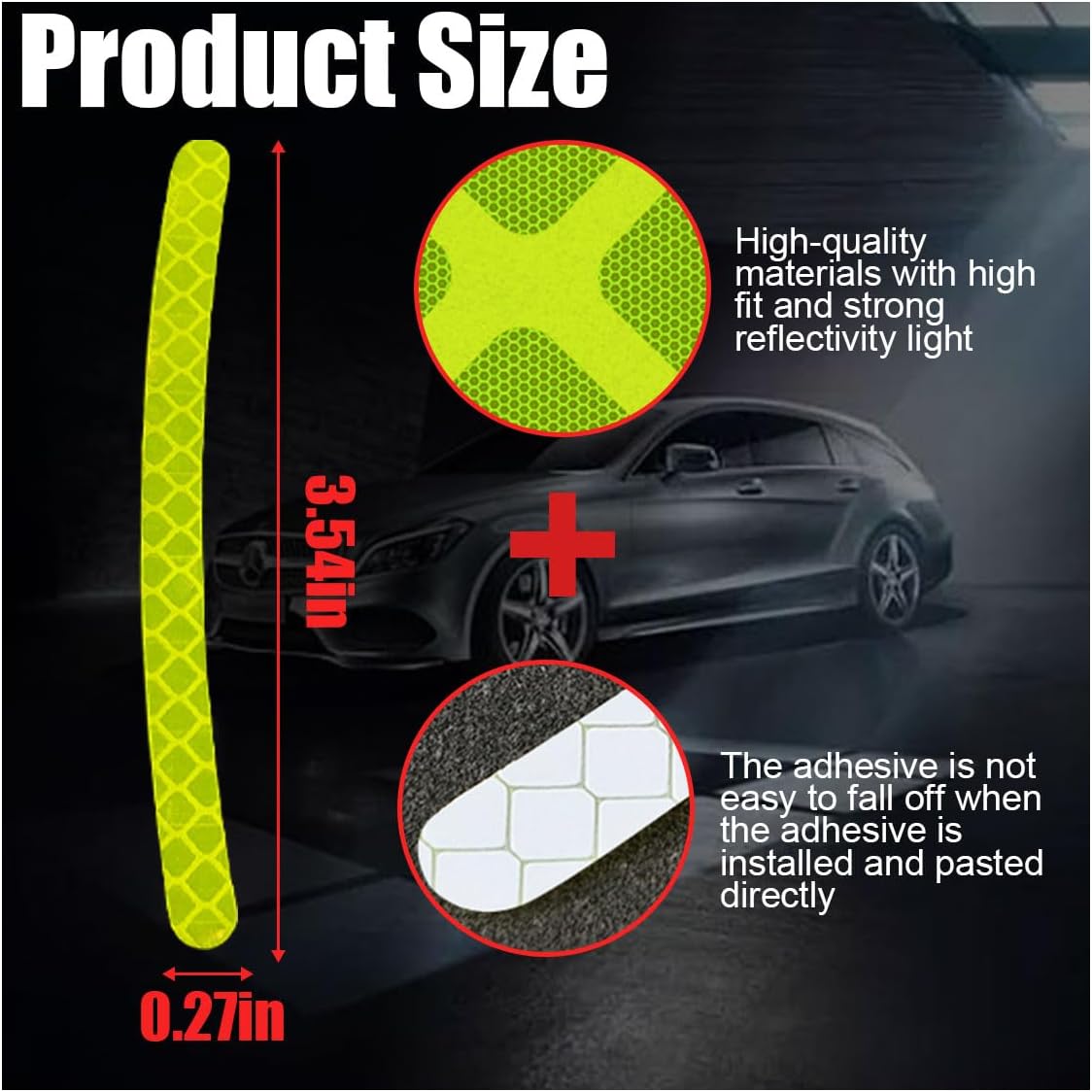 Dreothy 20 Calcomanías Reflectantes Fuertes Para Cubos De Rueda De Automóvil, Advertencia De Seguridad Nocturna, Calcomanías De Rayas Reflectantes Para Automóvil, Motocicleta, Llanta, Ciclismo