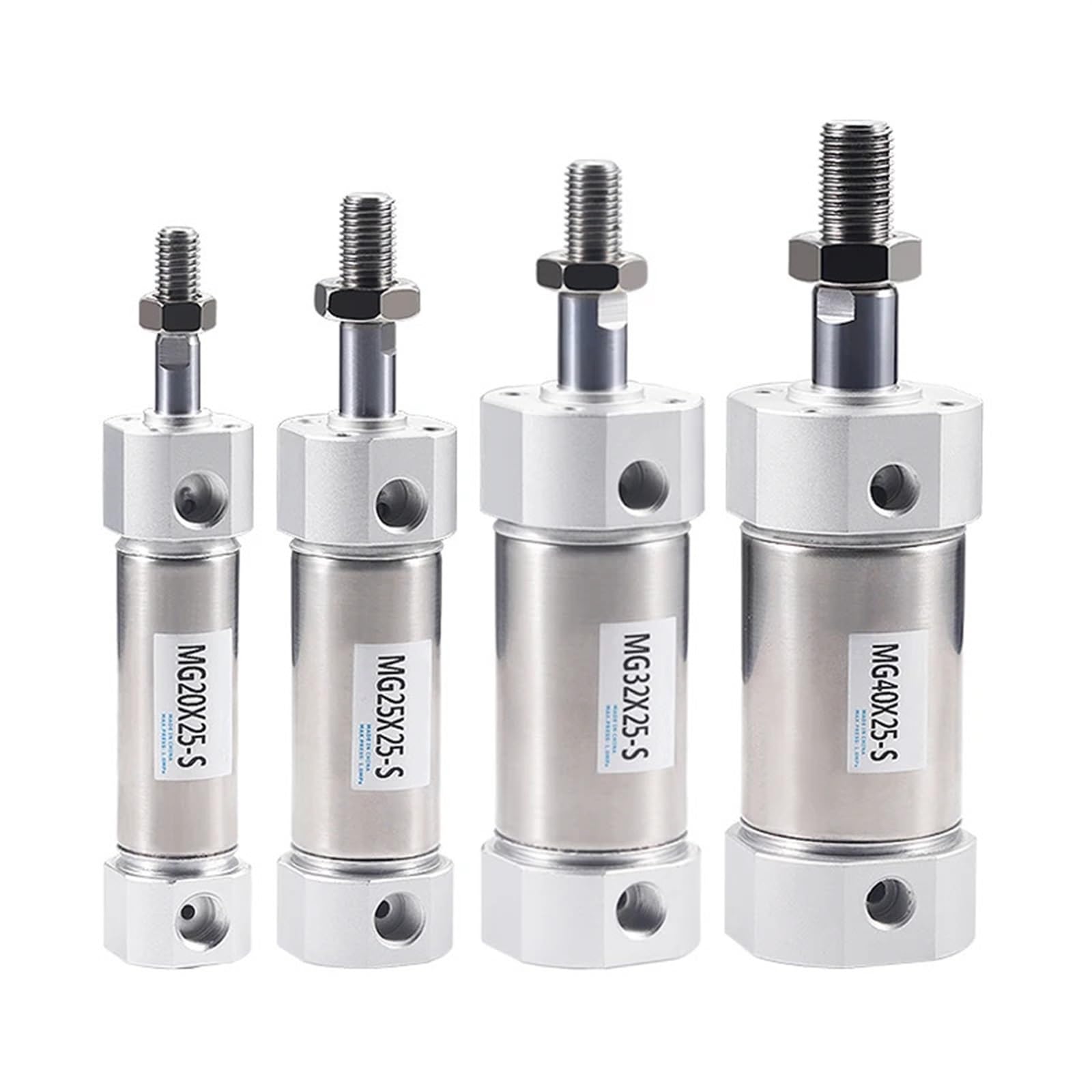 Vérin pneumatique MG20mm en acier inoxydable course 225mm