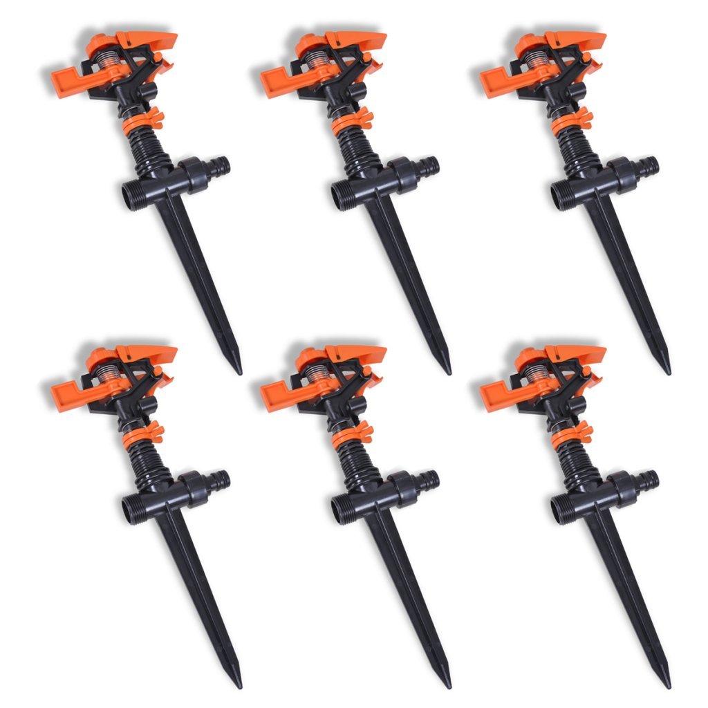 Festnight Impuls-Rasensprenger Sprenger Sprinkler Impulsregner (6er-Set) Spritzbereich 20 m