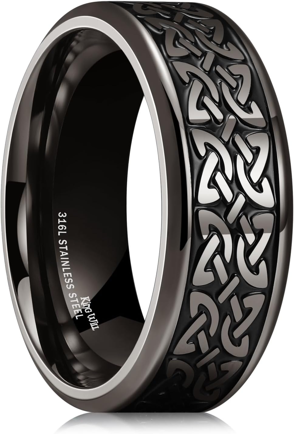 King Will 316L Stainless Steel Wedding Band for Men Women- Celtic Knots and Nature Style Design Wedding Ring in Multicolor Available Comfort Fit Size 7-14
