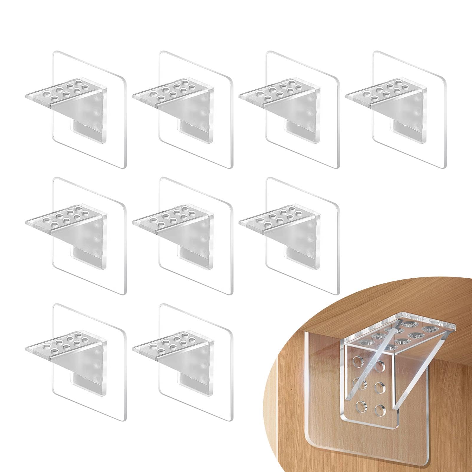 12pcs Adhesive Shelf Bracket,No-Screw Shelf Support Peg,L-Shaped Support Racks,Partition Pin for Furniture,Shelf Pegs for Shelves,for Kitchen Clapboard Layer Cabinet Book Shelves