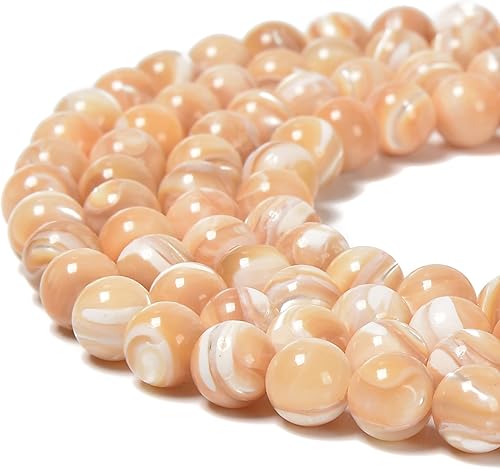 JM Design Color natural madre de perla MOP Shell liso redondo 0.472 in 15.5" filamento para la fabricación de joyas