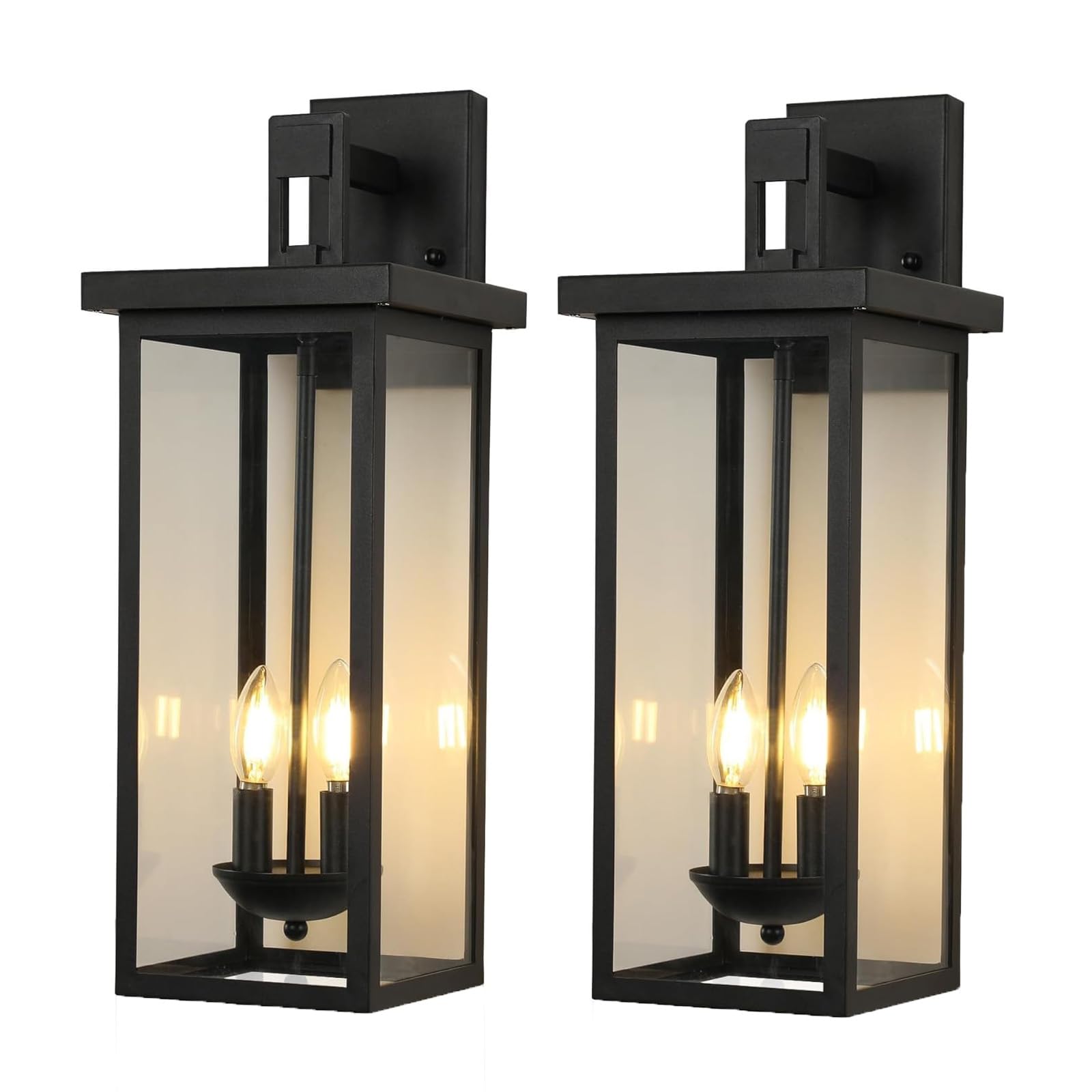 Outdoor Wall Lights Black Wall Lantern Porch Light, 2 Pack Garage Lights Fixtures Wall Mount, for Porch, Entryway, Garage, Hallway