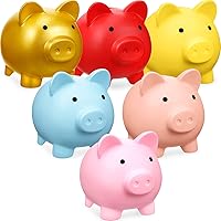 Mimorou 6-Pack Colorful Piggy Banks for Kids - Cute Plastic Coin Savers, Ideal Gifts for Birthdays, Valentine's, Back to School (6x4.8x5.4 Inch)