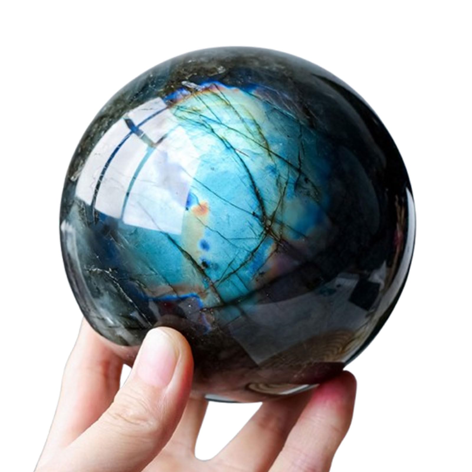 CNTUSRXT Labradorite Crystal Ball with Stand Sphere Rock Quartz Feng Shui for Meditation/Healing/Divination/Yoga/Decoration,60mm Gemstone Stone