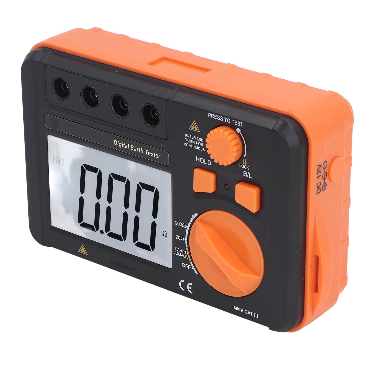 Insulation Meter, Digital Earth Tester Shockproof LCD Backlit Display 0.01-2000? for Electrical Equipment