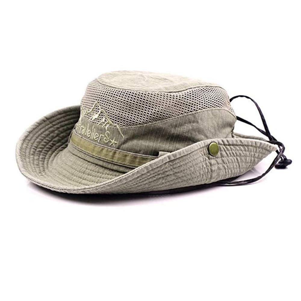 Chapeau de soleil en coton REYG kaki avec protection UV et mentonnière