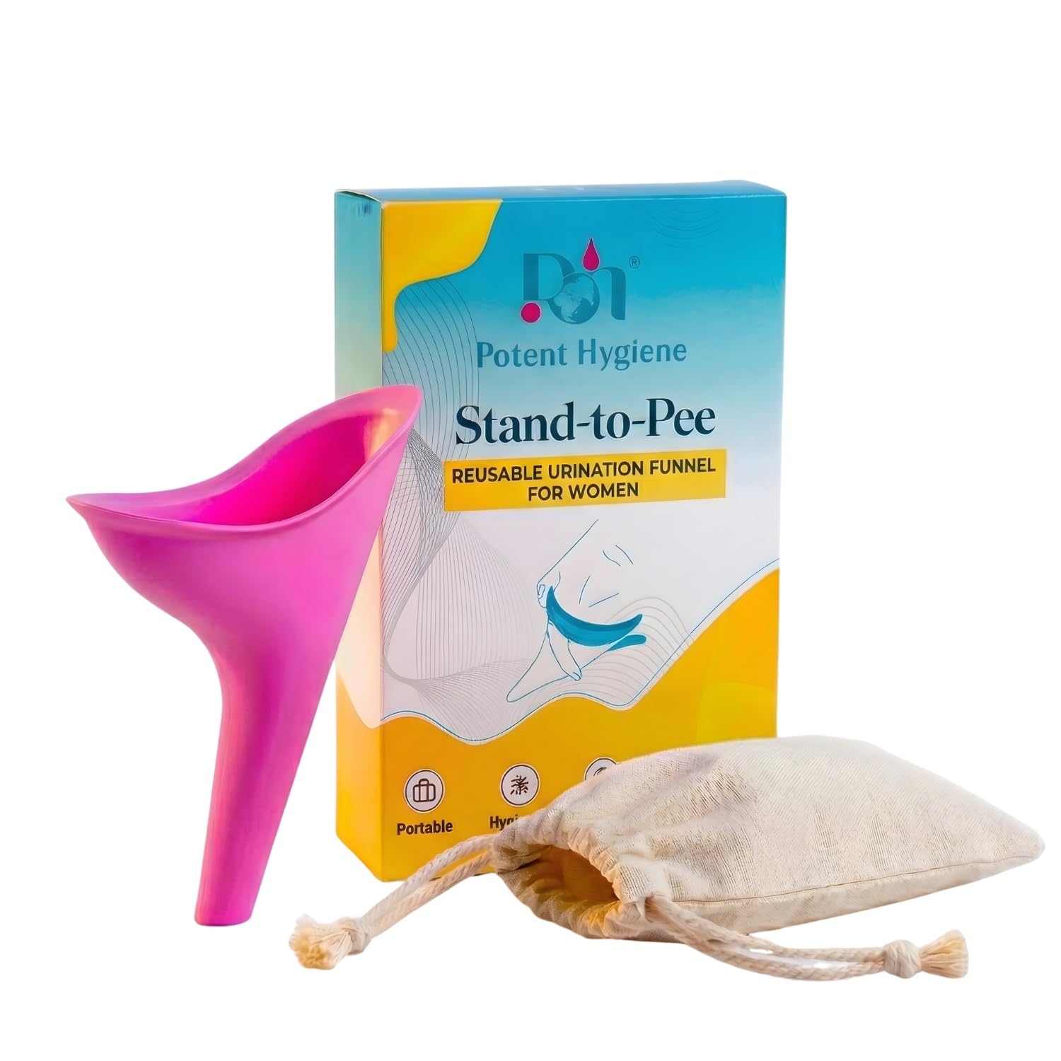 Stand and Pee Funnel for Women | Cotton Pouch for Storage | Reusable & Hygienic Urination Device | Leak-Proof & Portable | Pregnant Women, Joint Pain Patients | Travel & Camping Essential (Pack of 1)