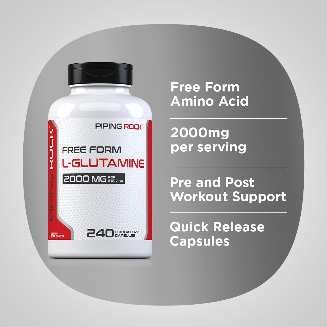 Piping Rock L Glutamine Powder Capsules | 2000 mg | 240 Pills — Amazon image 4